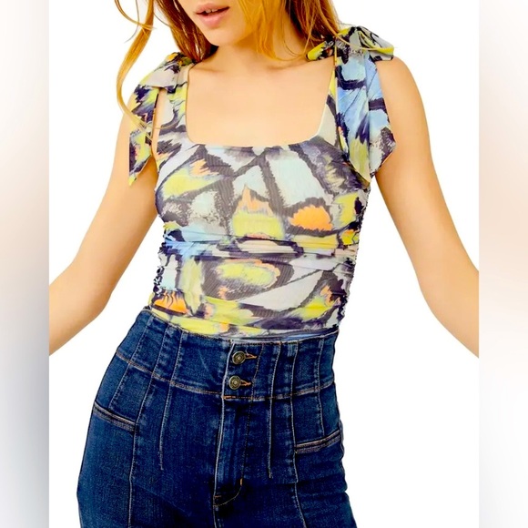 Free People Tops - NWT Free People Avenue Print Tank Top Green & Teal Combo